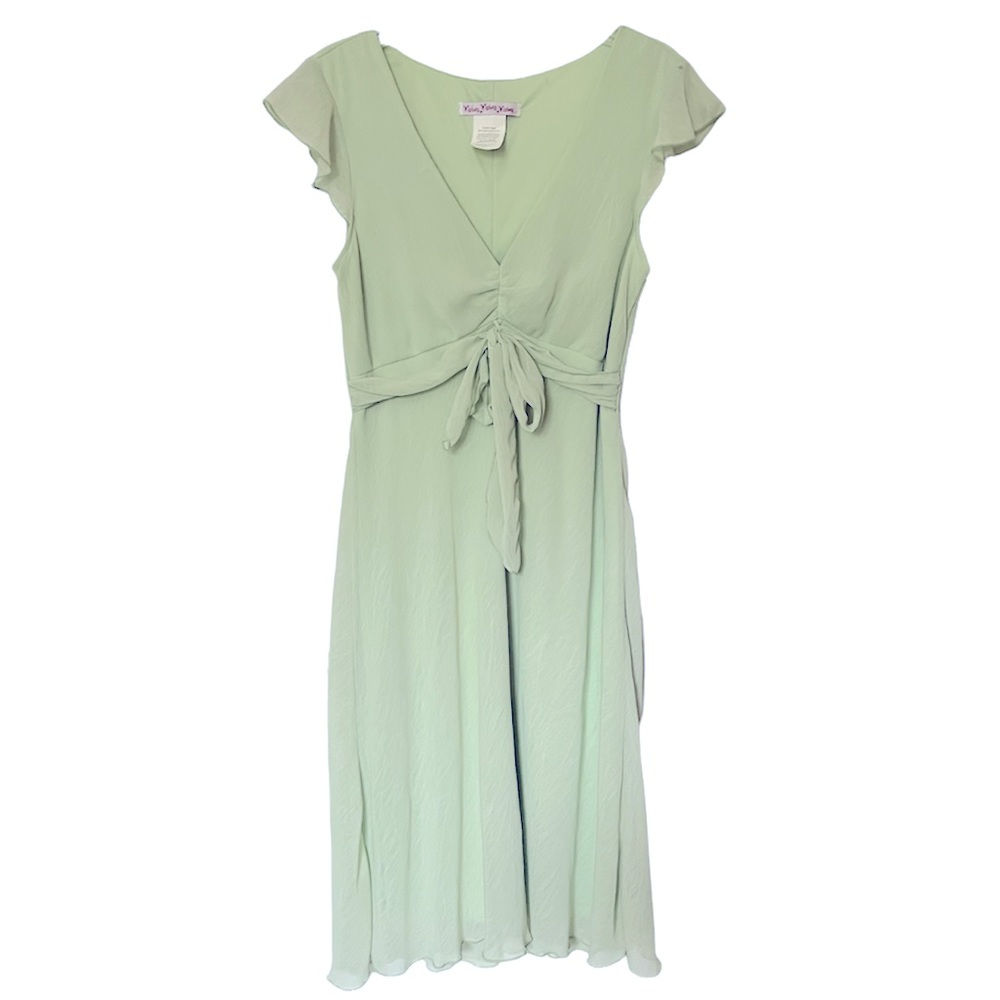 Nordstrom Wishes Wishes Wishes Y2K Flutter Ruffle Pastel Green Dress Size 3